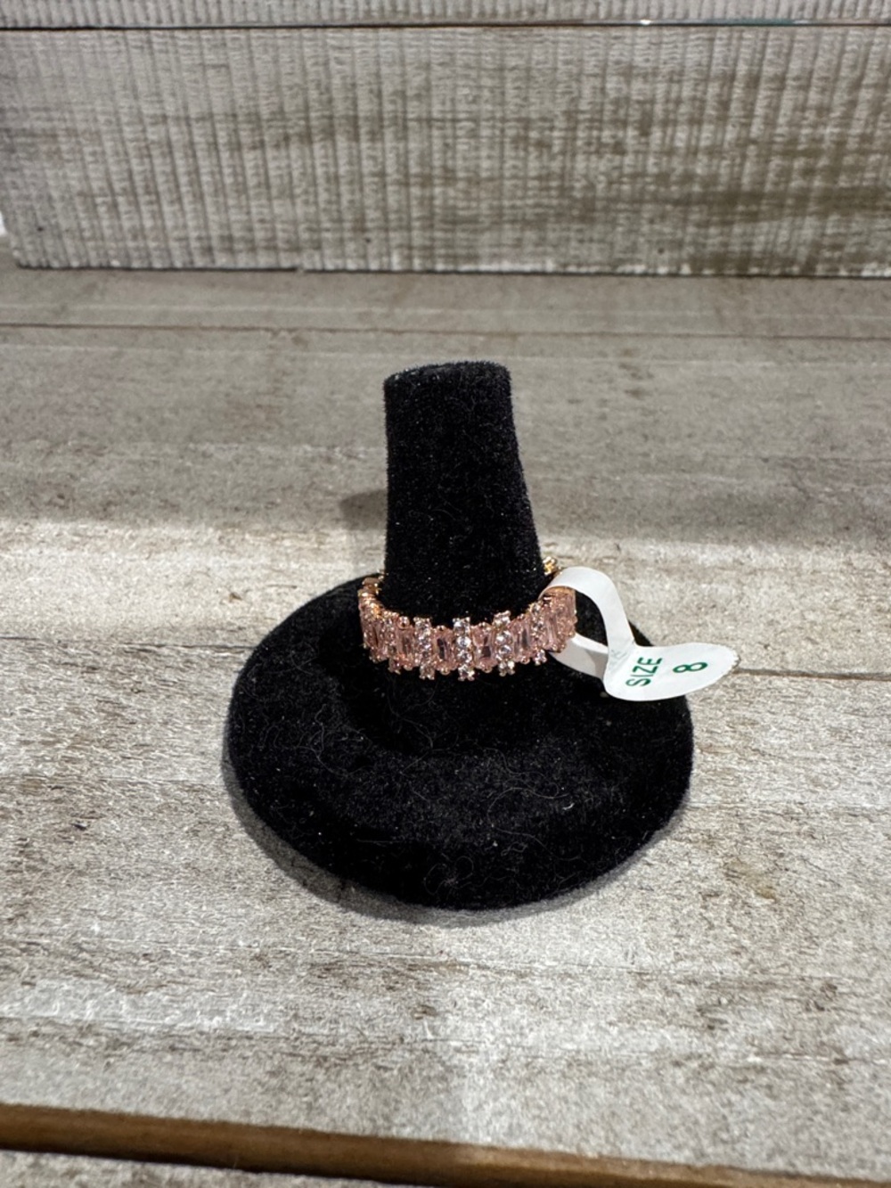 NWT Bomb Party Rose Quartz Pink CZ Band Ring - Size 8